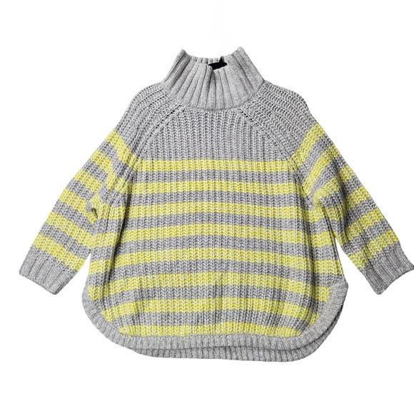 Victoria's Secret Sz M Gray Yellow Wool Alpaca Cotton Blend‎ Chunky Knit Sweater - Picture 2 of 13